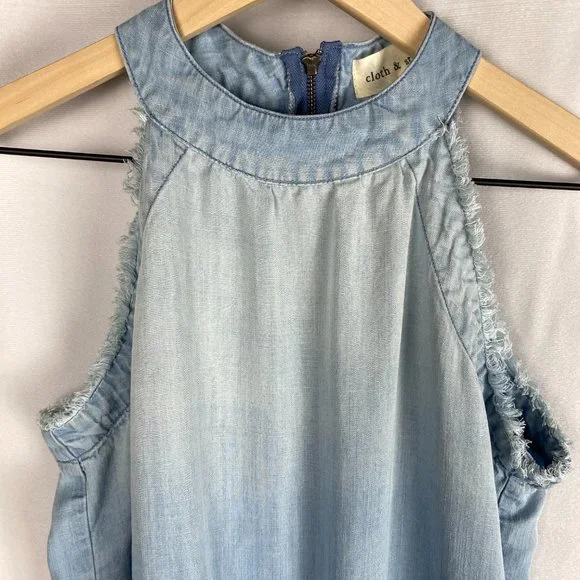 ANTHROPOLOGIE Cloth & Stone Laguna Blue Chambray Halter Romper - Picture 5 of 13